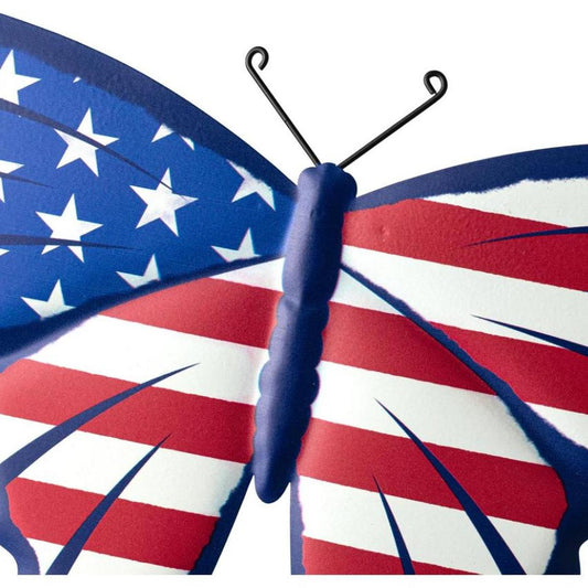 13.5" Metal Embossed Butterfly: Patriotic RWB