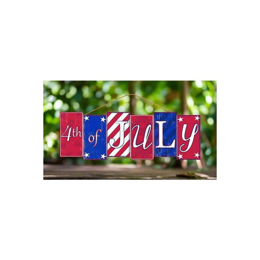 14" Wooden Block Sign: Happy 4th of July
