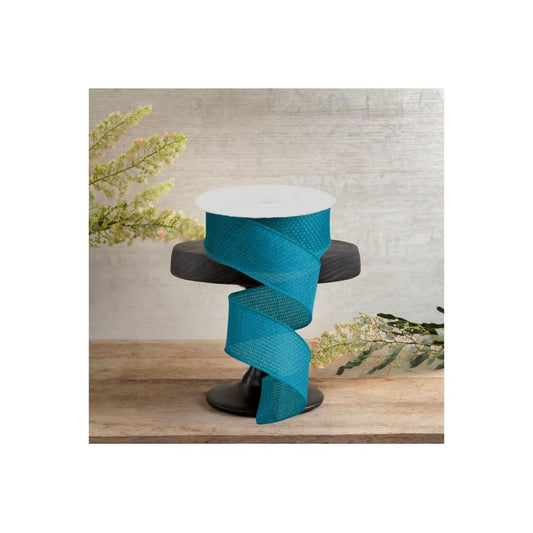 1.5" Burlap Turquoise Ribbon (10 Yards)