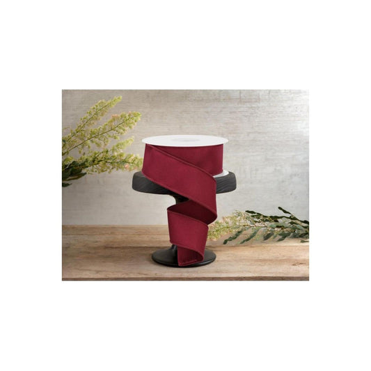 1.5" Diagonal Weave Fabric Ribbon: Wine (10 Yards)