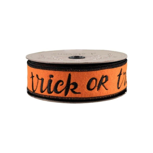 1.5" Felt Trick or Treat Ribbon: Orange (5 Yards)