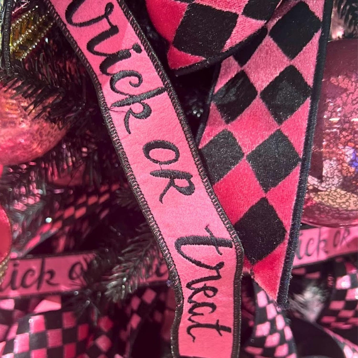 1.5" Felt Trick or Treat Ribbon: Pink (5 Yards)