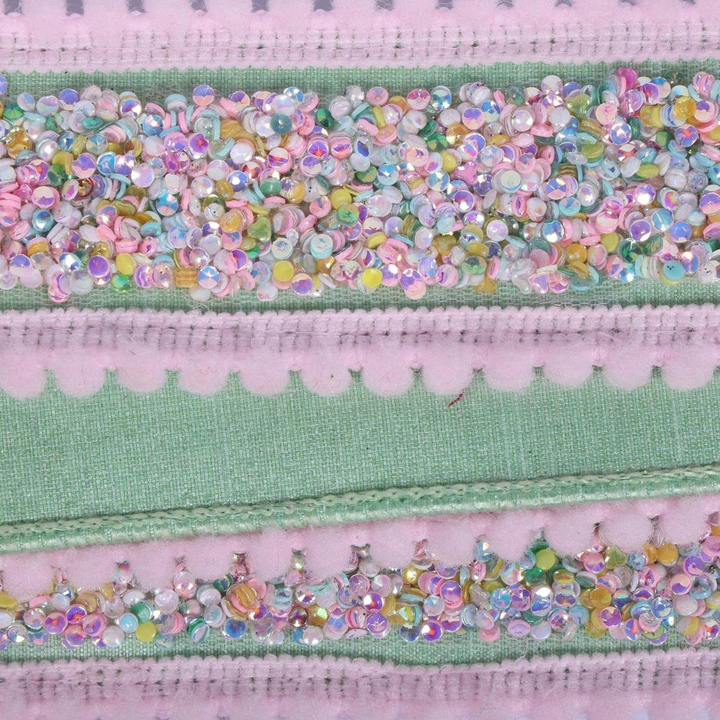 1.5" Frosty Mint Sequin Pink Ribbon (10 Yards)
