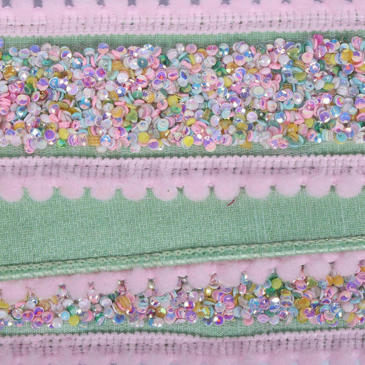 1.5" Frosty Mint Sequin Pink Ribbon (10 Yards)