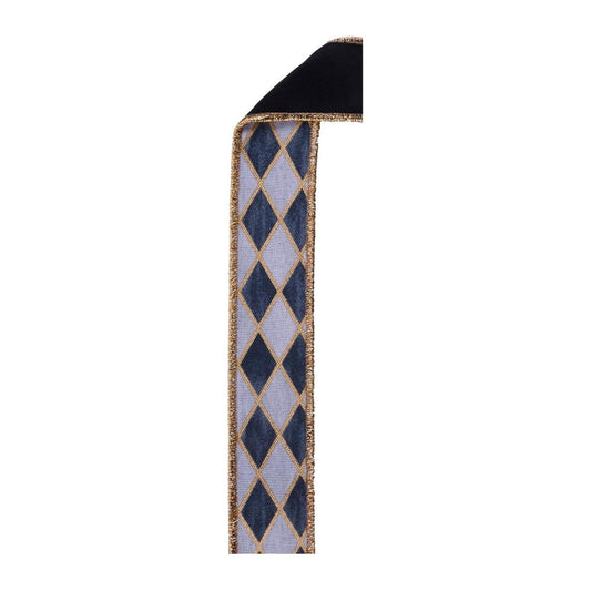 1.5 in Antique Harlequin Fused Ribbon: Black (10 Yards)