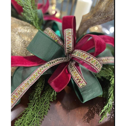 1.5" Jeweled Metallic Wired Ribbon (5 Yards)