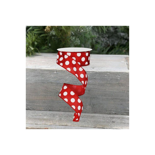 1.5" Large Polka Dot Ribbon: Red/White (10 Yards)