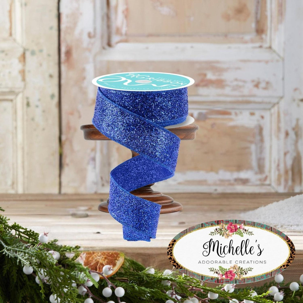 1.5in Laser Glitter Ribbon: Royal Blue (10 Yards)