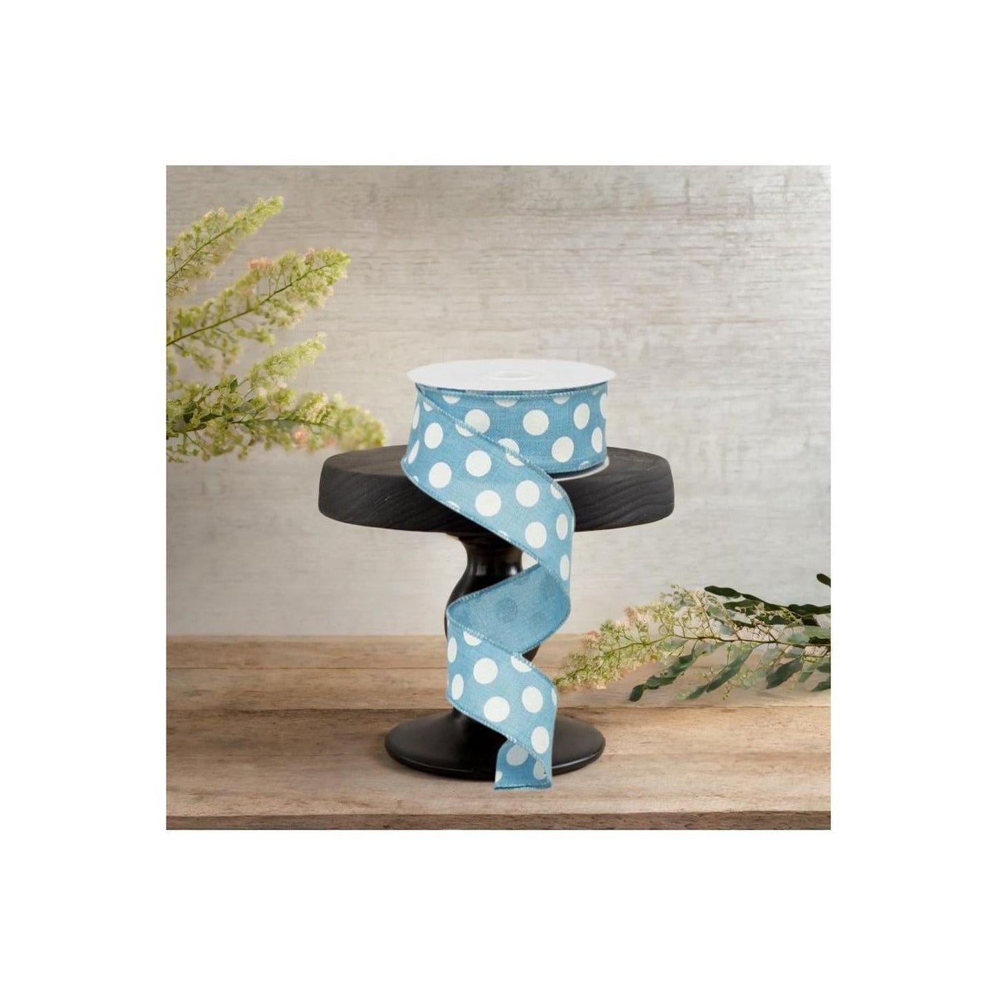 1.5" Medium Polka Dots Canvas Ribbon: Turquoise (10 Yards)