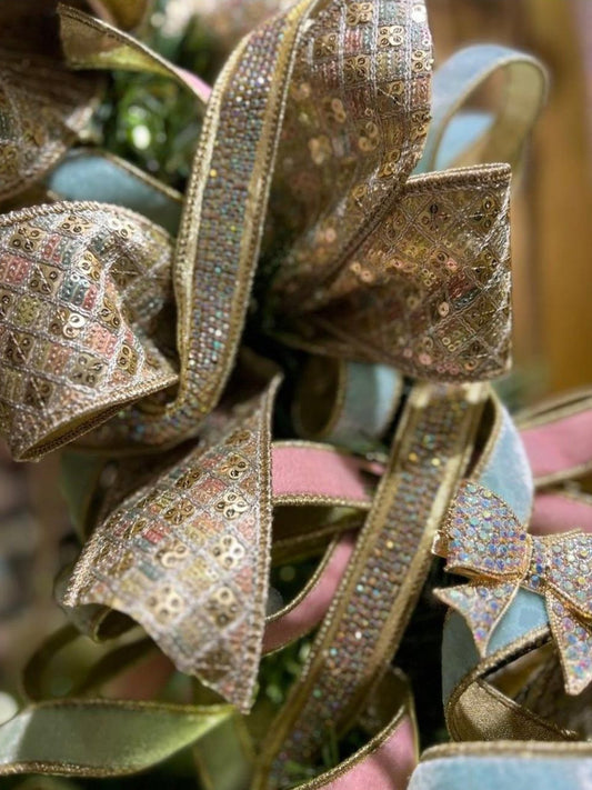 1" Metallic Dupion Duchess Jewel Ribbon: Gold (5 Yards)