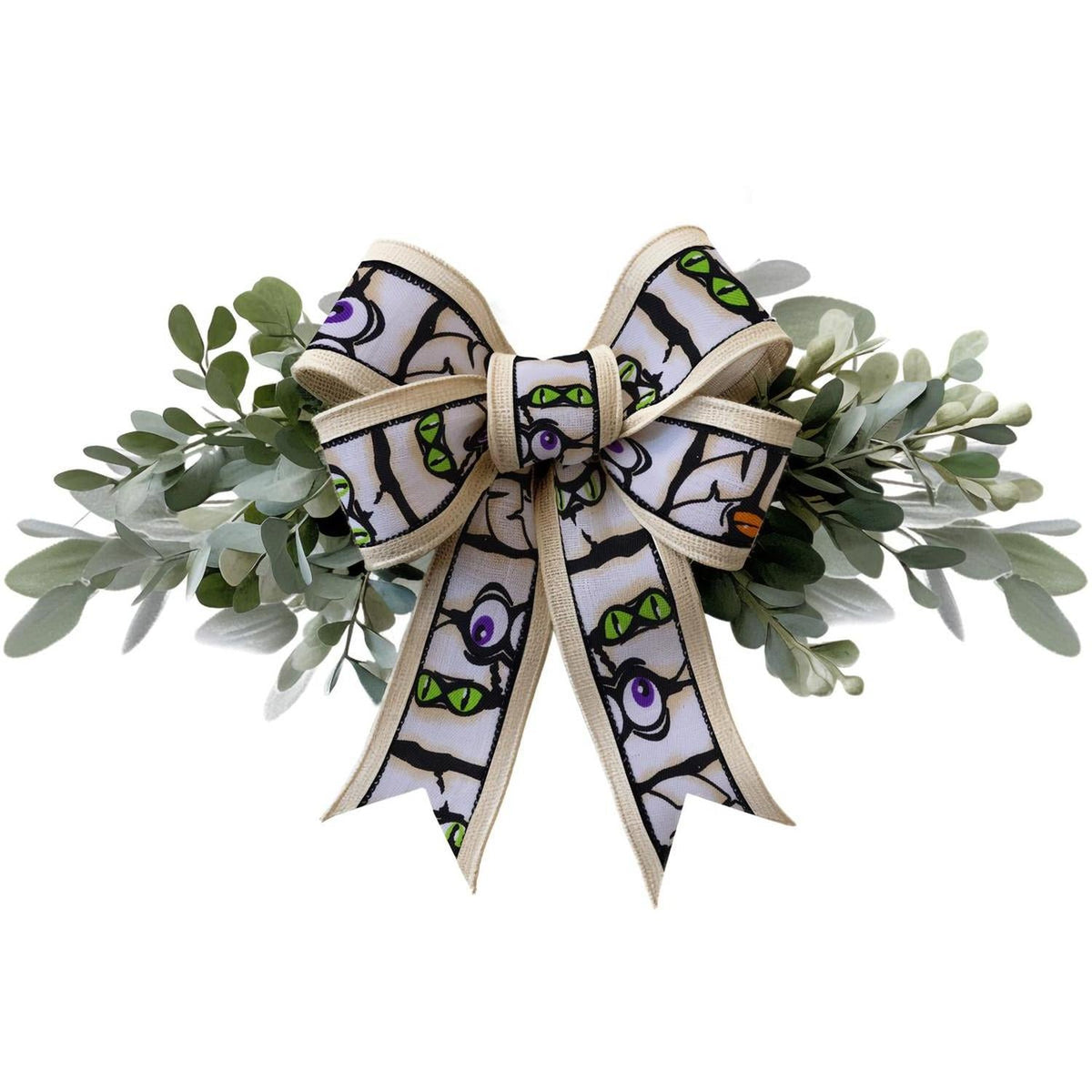 1.5" Mummy Eyes Ribbon: White (10 Yards)