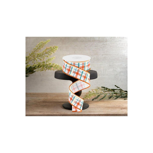 1.5" Printed Plaid on Royal: White (10 Yards)