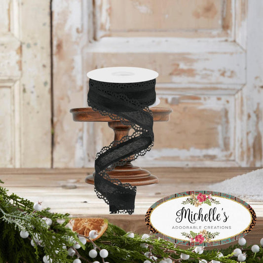 1.5" Scalloped Edge Ribbon: Black (10 Yard)