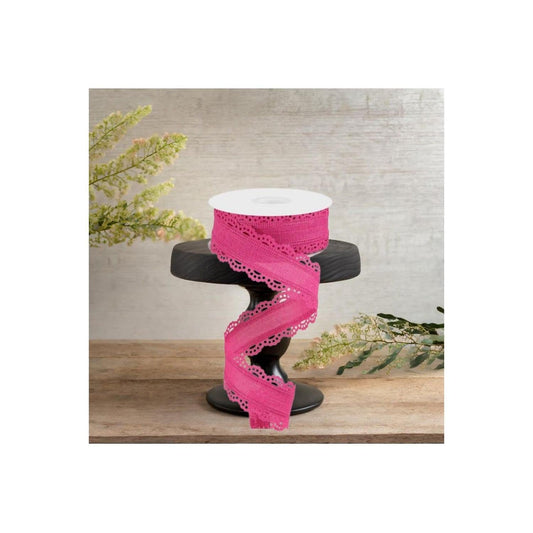 1.5" Scalloped Edge Ribbon: Fuchsia (10 Yard)