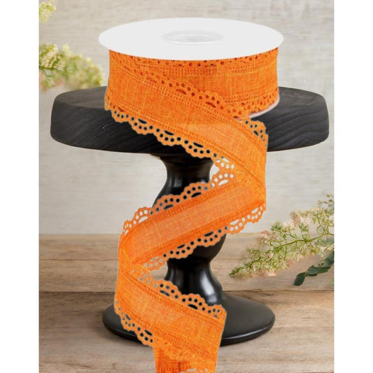 1.5" Scalloped Edge Ribbon: Orange (10 Yard)