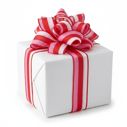 1.5" Tricolor Striped Ribbon: White, Pink, and Red (10 Yards)