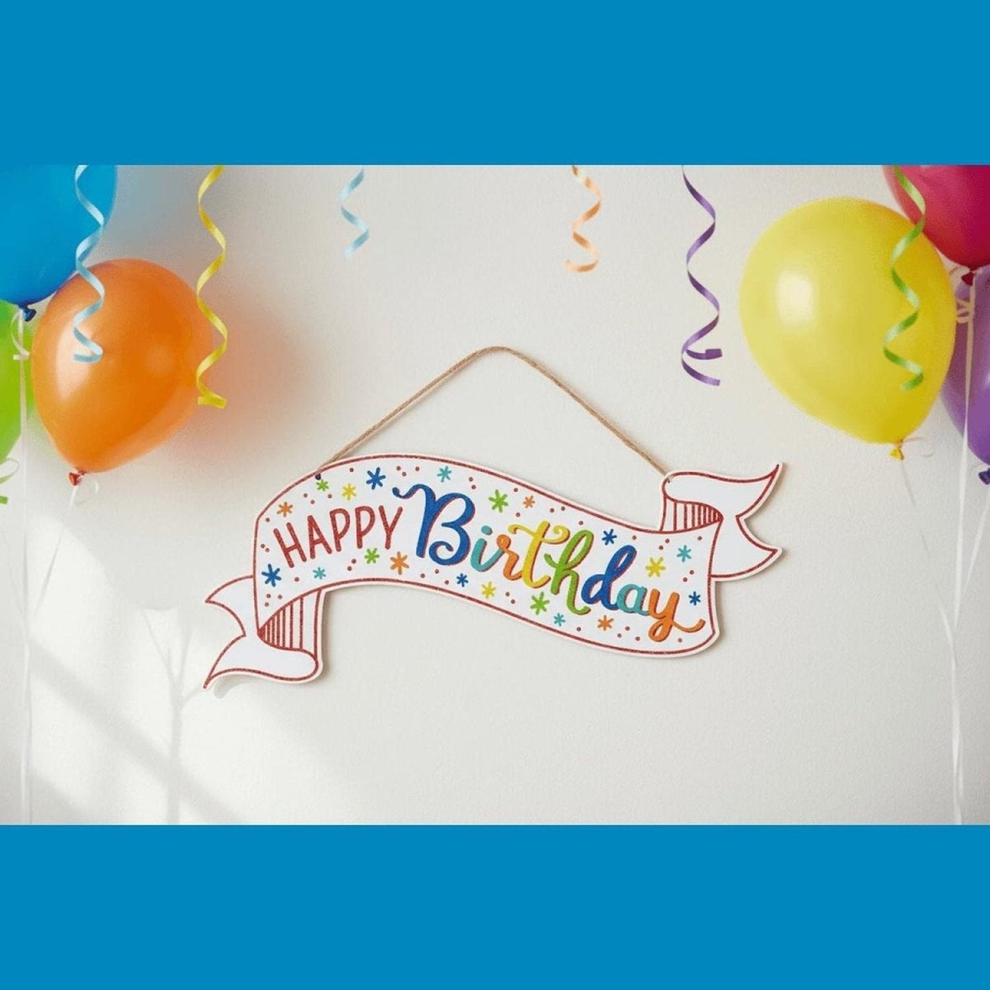 15" Wooden Banner Sign: Glitter Birthday