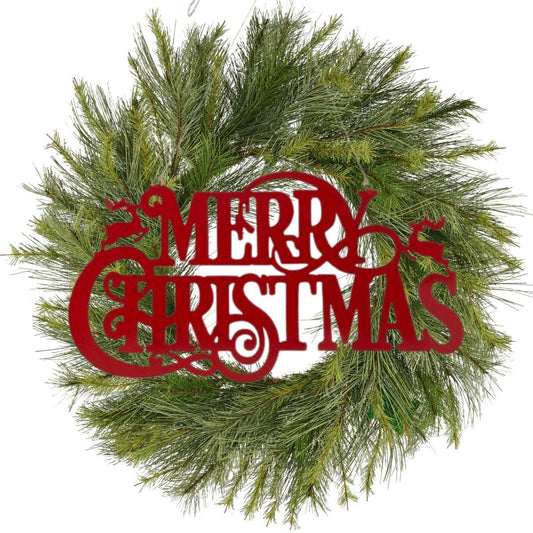 16" Metal Merry Christmas Hanger: Red
