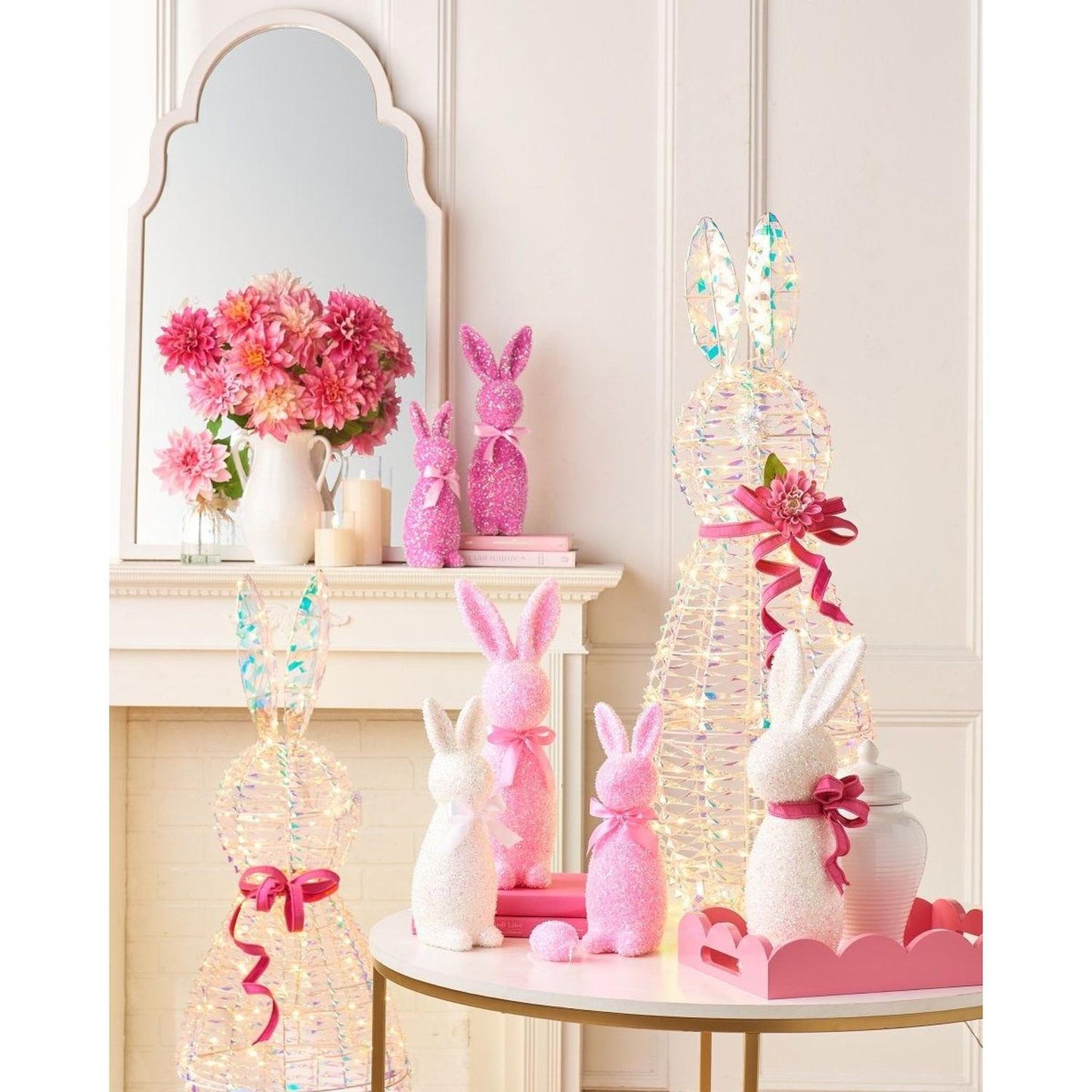 16" Pale Flocked Bunny