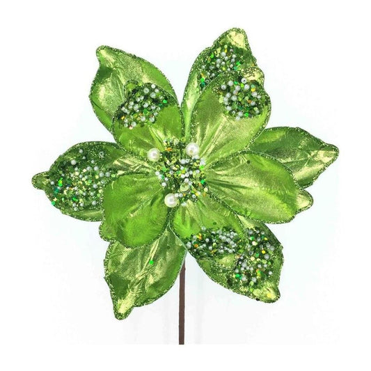 21" Sequin Magnolia Bloom Spray: Green