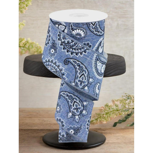 2.5" Bandana Ribbon: Denim Blue (10 Yards)