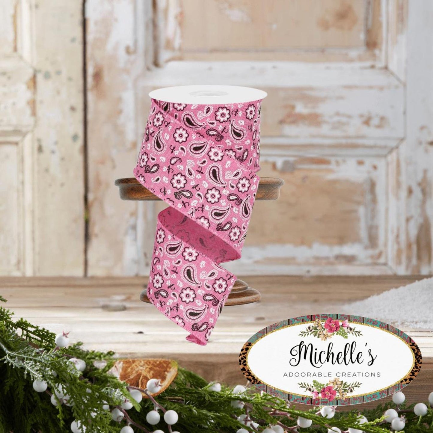 2.5" Bandana Ribbon: Pink (10 Yards)