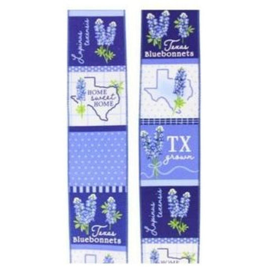 2.5" Bluebonnets Block Ribbon: Blue (10 Yards)