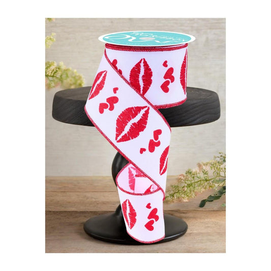 2.5" Bold Lips Ribbon: White (10 Yards)