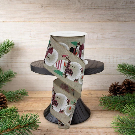 2.5" Chubby Snowman Ribbon: Natural (10 Yards)