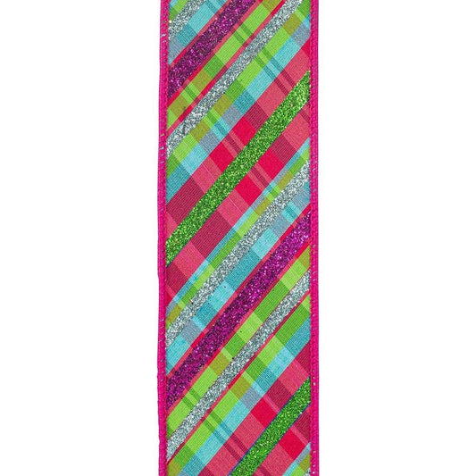 2.5" Deluxe Bright Plaid Ribbon: Fuchsia (5 Yards)