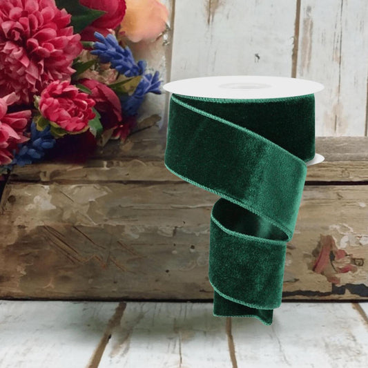 2.5" Deluxe Velvet Ribbon: Hunter (10 Yard)