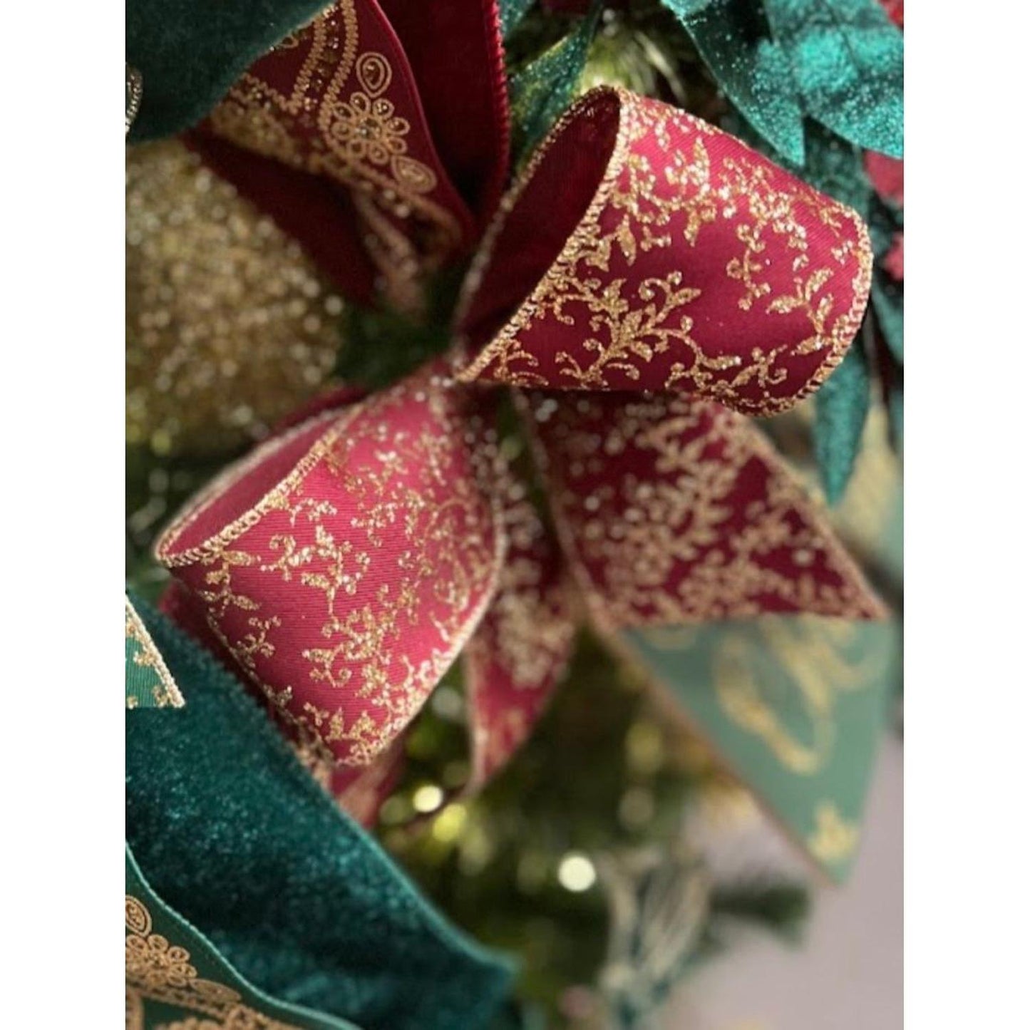 2.5" Deluxe Wavy Floral Ribbon: Wine (10 Yards)