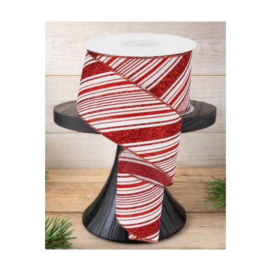 2.5" Diagonal Stripes Ribbon: Red (10 Yards)
