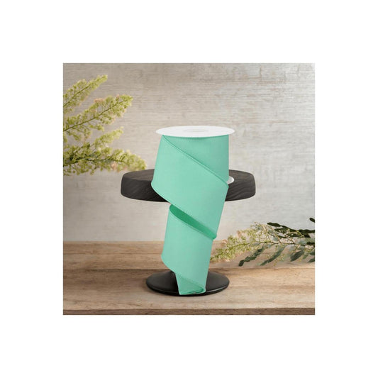 2.5" Diagonal Weave Fabric Ribbon: Mint Green (10 Yards)