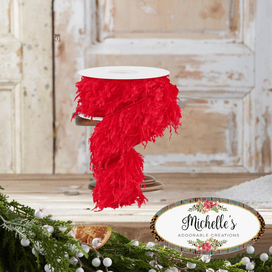 2.5" Furry Ribbon: Red (10 Yards)