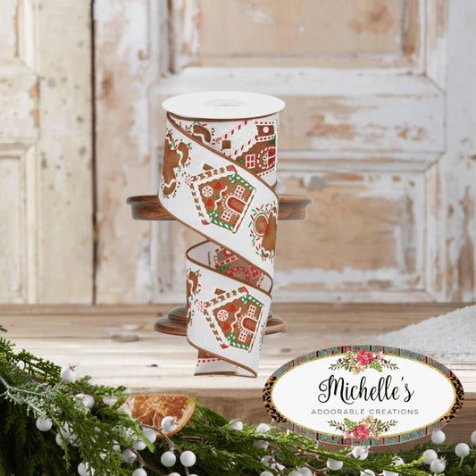 2.5" Gingerbread Sprinkles Ribbon: White (10 Yards)