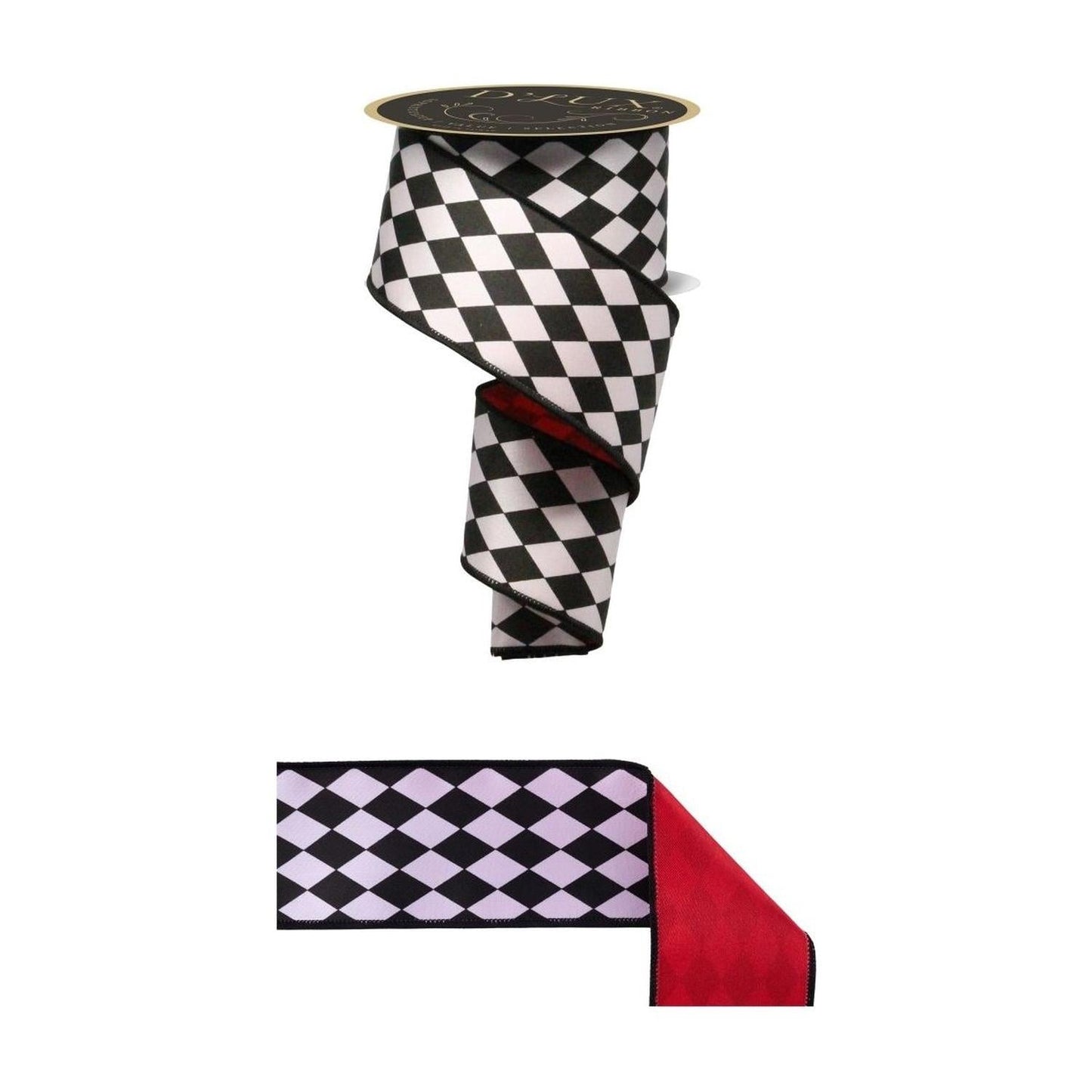 2.5" Harlequin Fused Back Ribbon: Red (10 Yards)