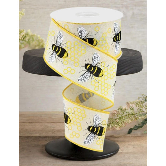 2.5" Honey Bee Royal Ribbon: Cream (10 Yards)