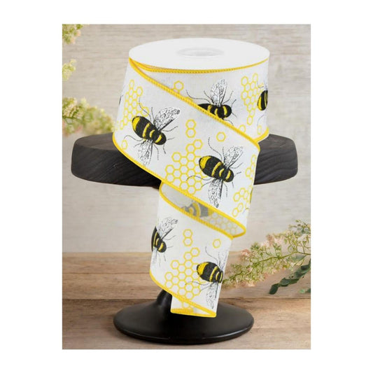 2.5" Honey Bee Royal Ribbon: White (10 Yards)