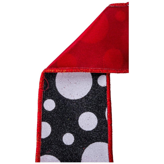 2.5 in Giant Polka Dot Fused Ribbon: Black/Red (10 Yards)