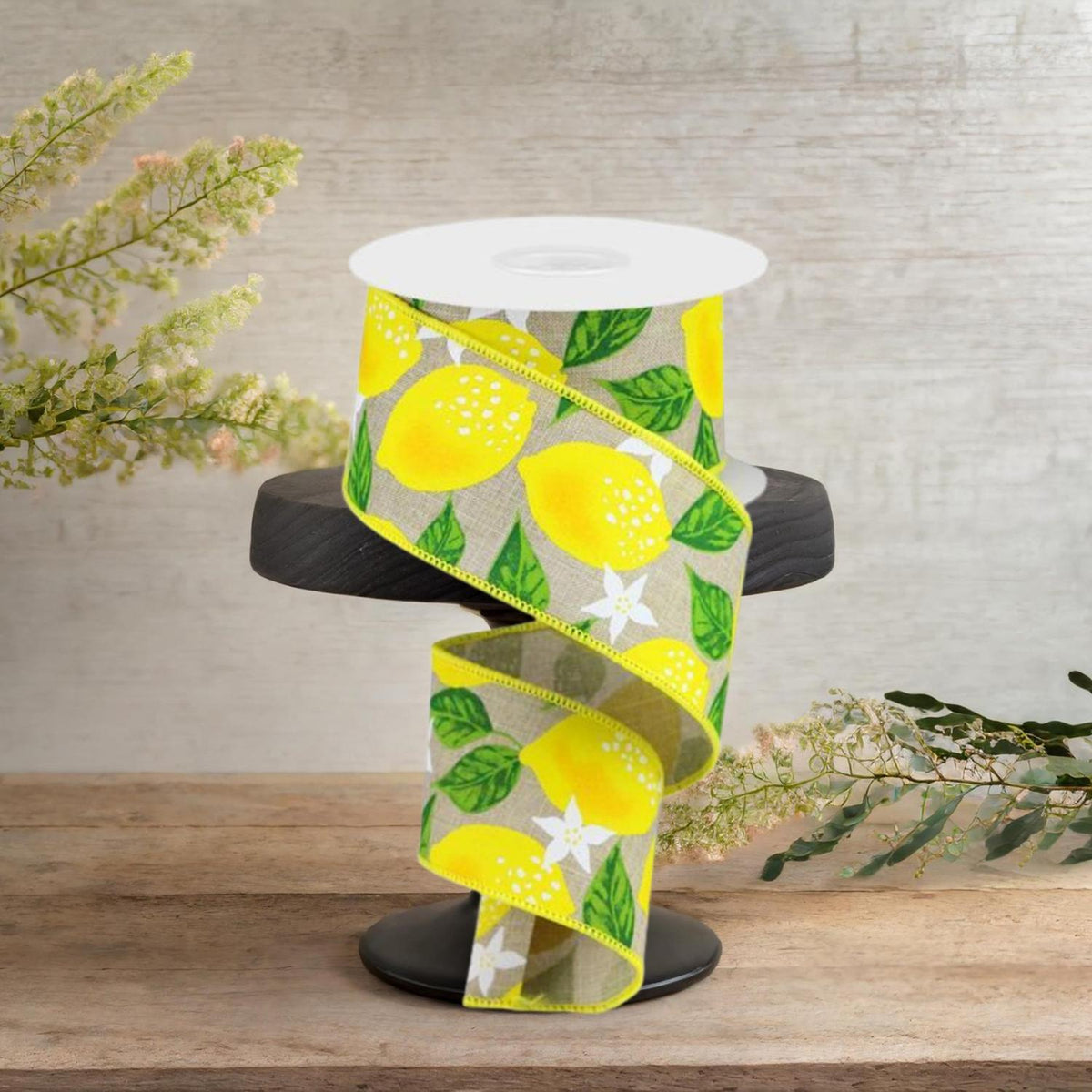 2.5" Lemon On Royal Ribbon: Natural (10 Yards)