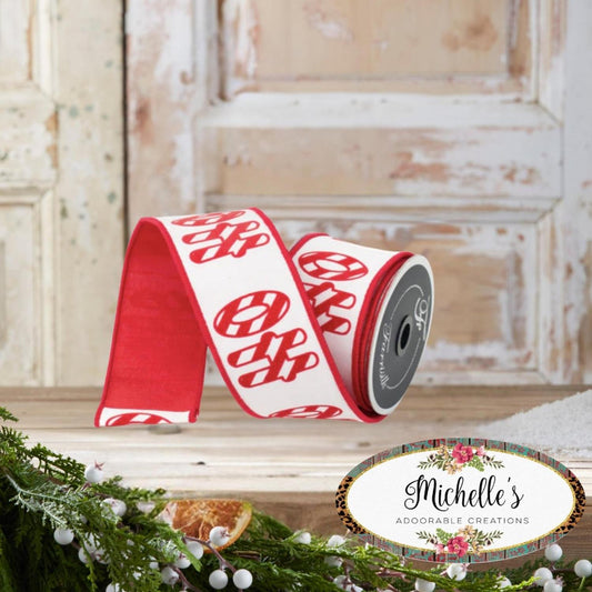 2.5" North Pole Ribbon: Red/White (10 Yards)