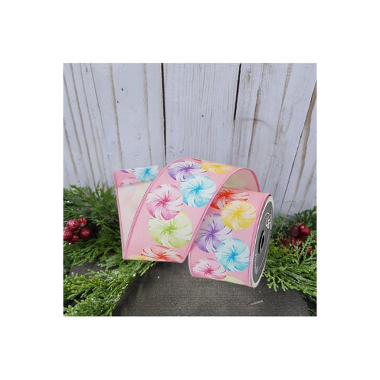 2.5" Pastel Peppermints Ribbon: Pink