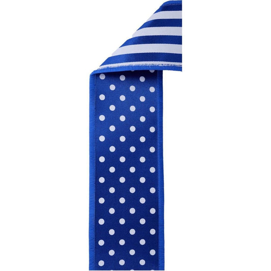 2.5" Polka Dot Striped Fused Ribbon: Royal Blue (10 Yards)