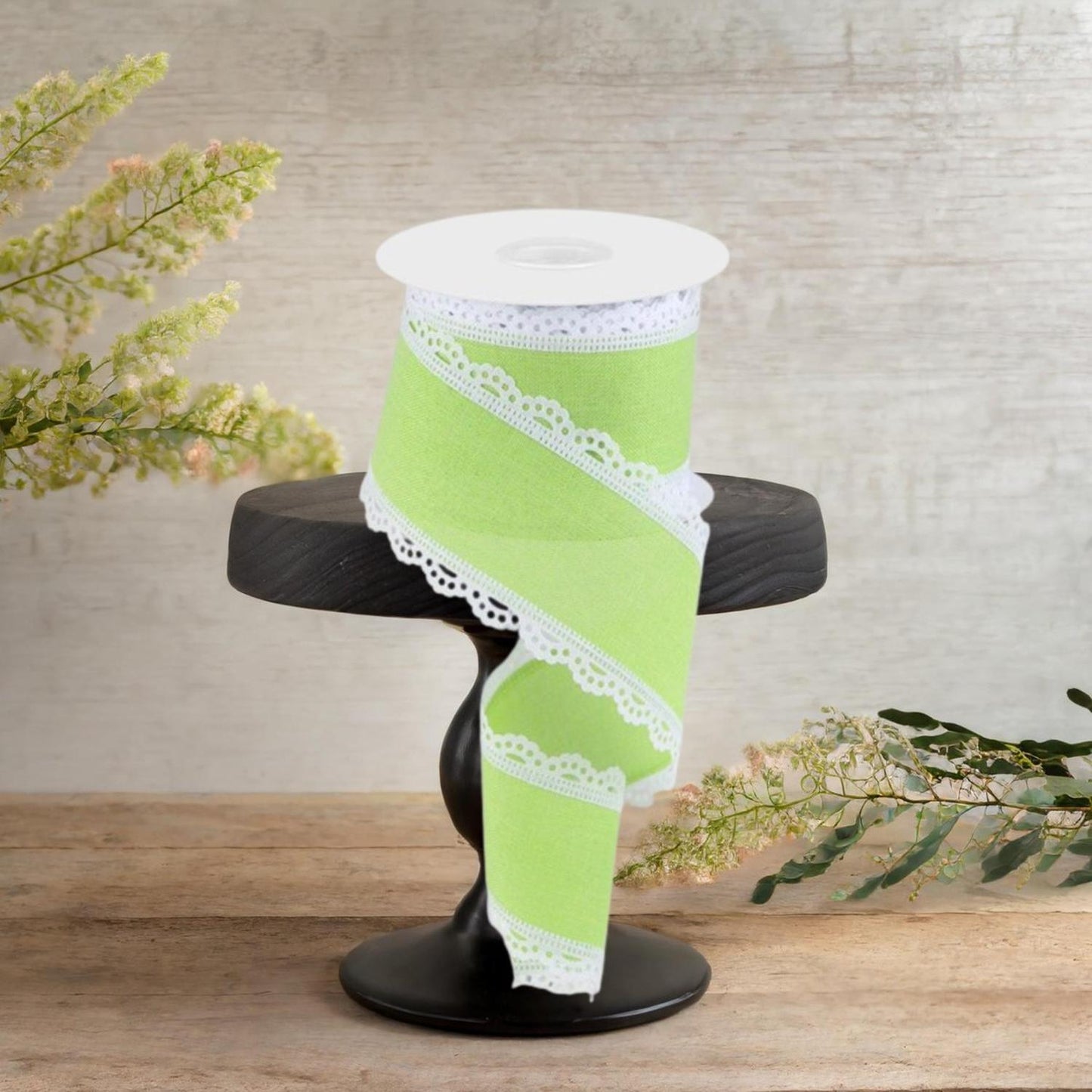 2.5" Scalloped Edge Ribbon: Lime Green (10 Yard)