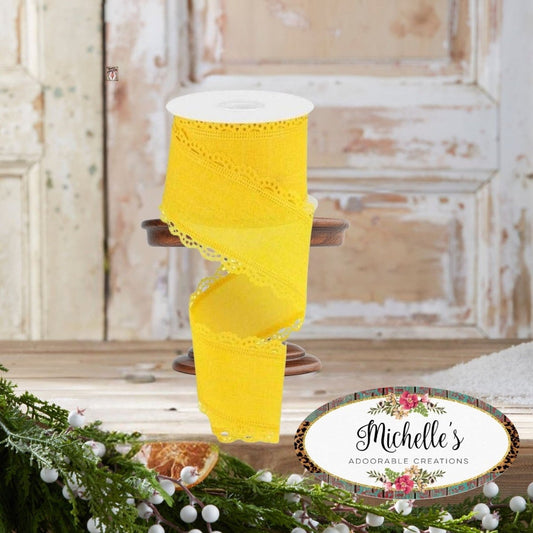 2.5" Scalloped Edge Ribbon: Sun Yellow