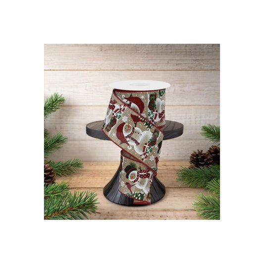 2.5" Snowman Cardinal Ribbon: Light Beige (10 Yards)