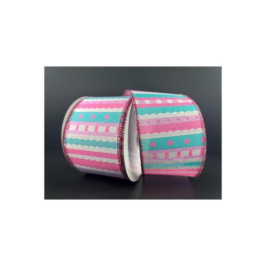 2.5" Whimsy Stripe Ribbon: Pink, Aqua, Lavender