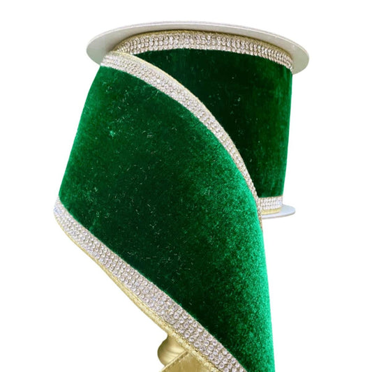 2.5" Winter Diamonds Ribbon: Emerald (5 Yards)