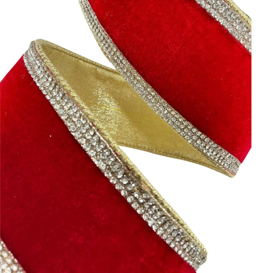 2.5" Winter Diamonds Ribbon: Red (5 Yards)